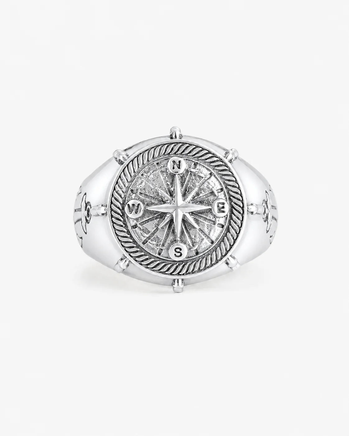 Navigational Compass Motif Signet Ring  Ring Charmora Jewelry