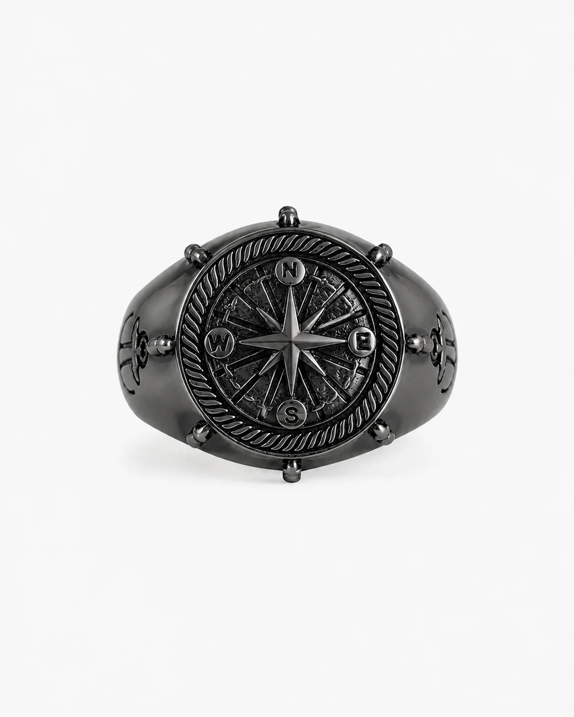 Navigational Compass Motif Signet Ring  Ring Charmora Jewelry