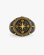 Navigational Compass Motif Signet Ring  Ring Charmora Jewelry
