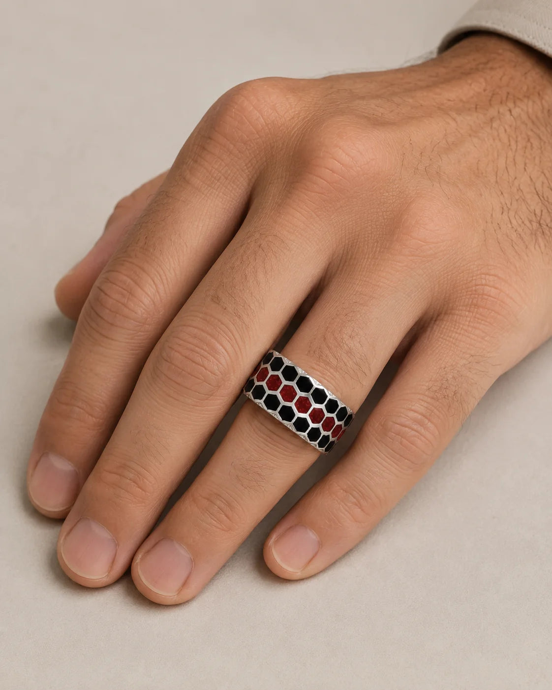 Honeycomb Geometric Beehive Ring  Ring Charmora Jewelry