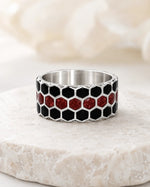 Honeycomb Geometric Beehive Ring  Ring Charmora Jewelry