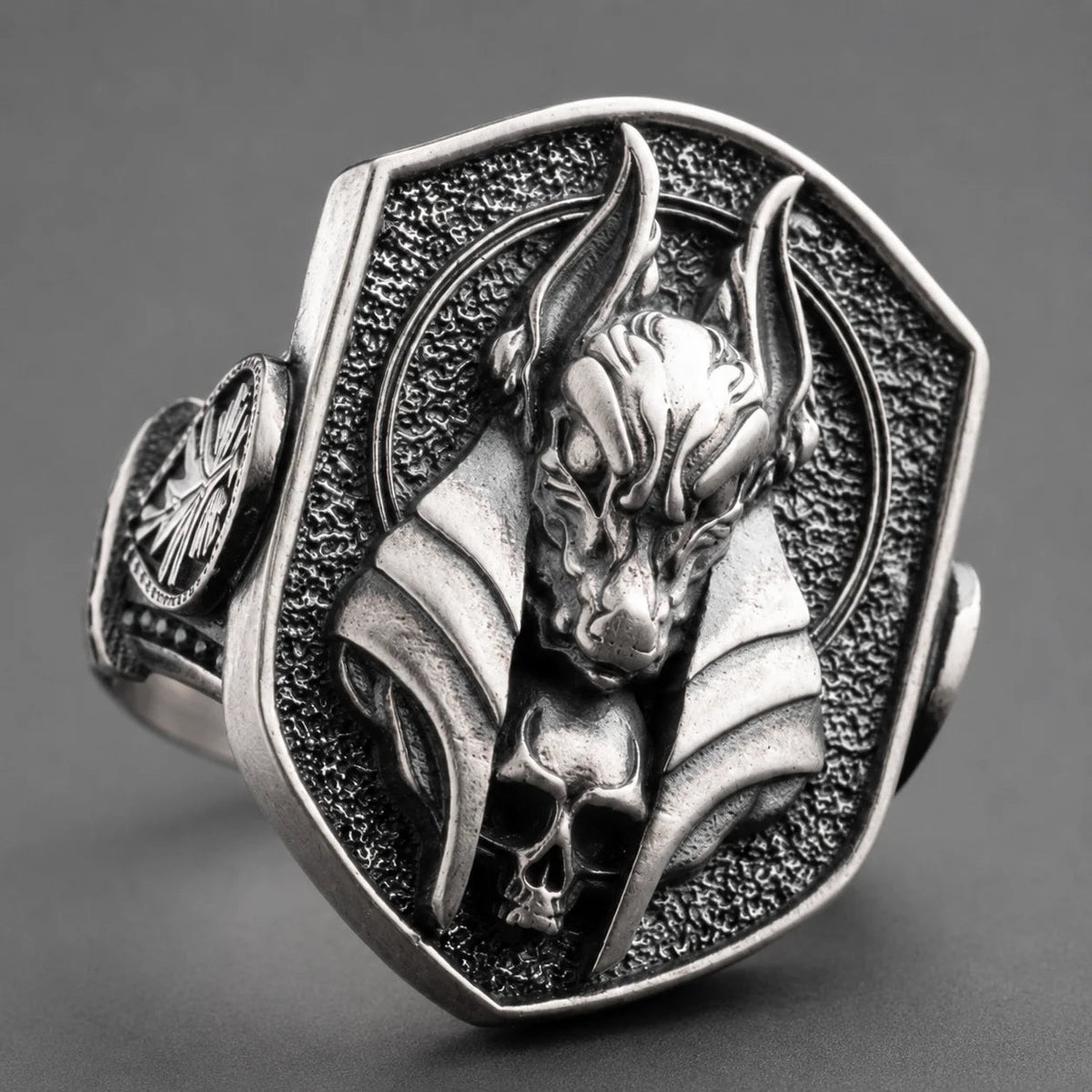 Ancient Egyptian Anubis Skull  Ring Charmora Jewelry