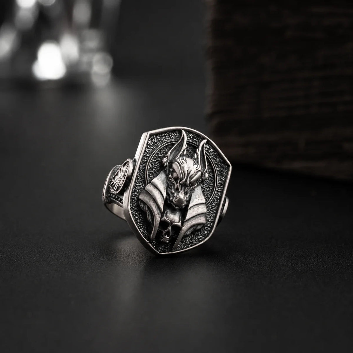 Ancient Egyptian Anubis Skull  Ring Charmora Jewelry