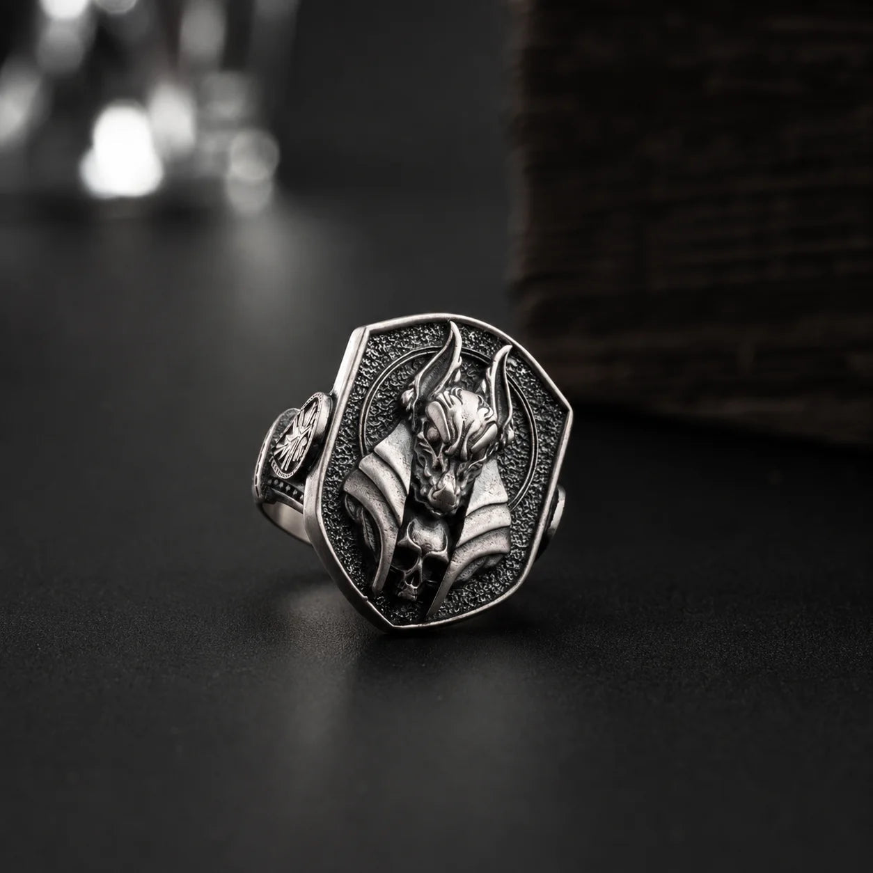 Ancient Egyptian Anubis Skull  Ring Charmora Jewelry