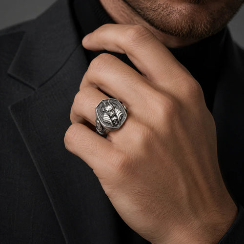 Ancient Egyptian Anubis Skull  Ring Charmora Jewelry