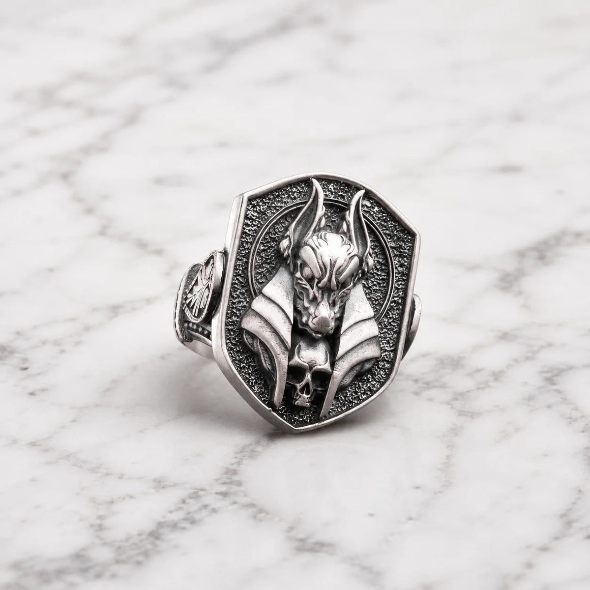 Ancient Egyptian Anubis Skull  Ring Charmora Jewelry