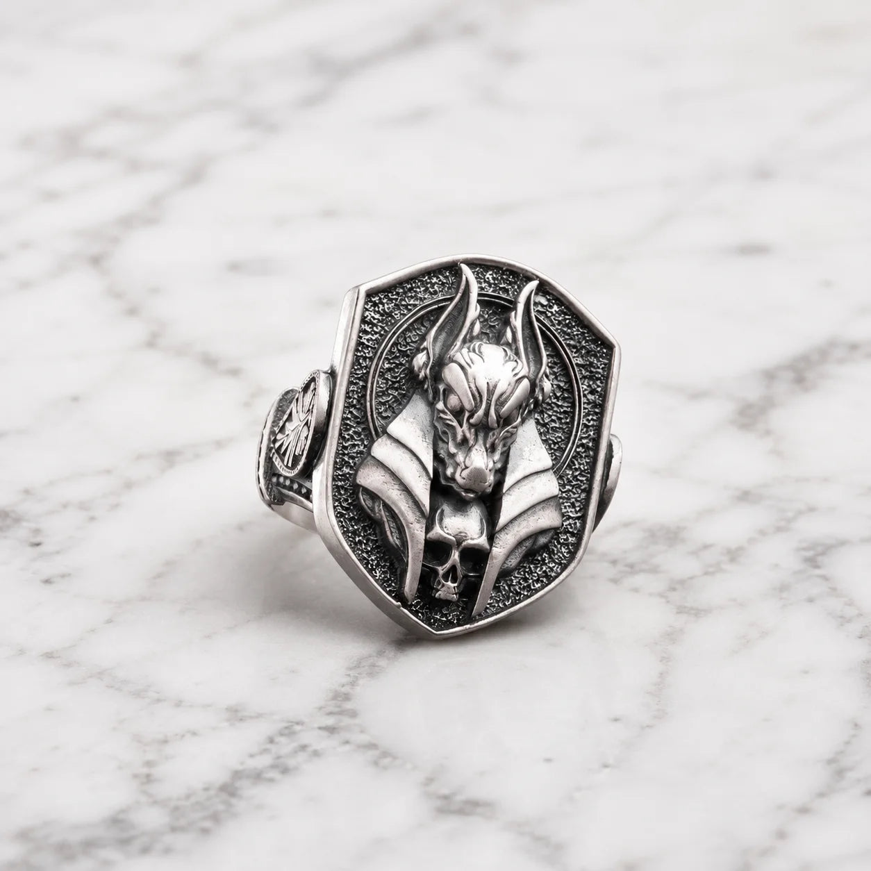 Ancient Egyptian Anubis Skull  Ring Charmora Jewelry