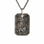 Reversible Floral Scroll Geometric Tag Necklace  Necklace Charmora Jewelry