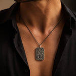 Reversible Floral Scroll Geometric Tag Necklace  Necklace Charmora Jewelry