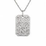 Reversible Floral Scroll Geometric Tag Necklace  Necklace Charmora Jewelry