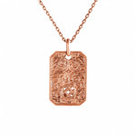 Reversible Floral Scroll Geometric Tag Necklace  Necklace Charmora Jewelry