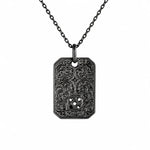 Reversible Floral Scroll Geometric Tag Necklace  Necklace Charmora Jewelry