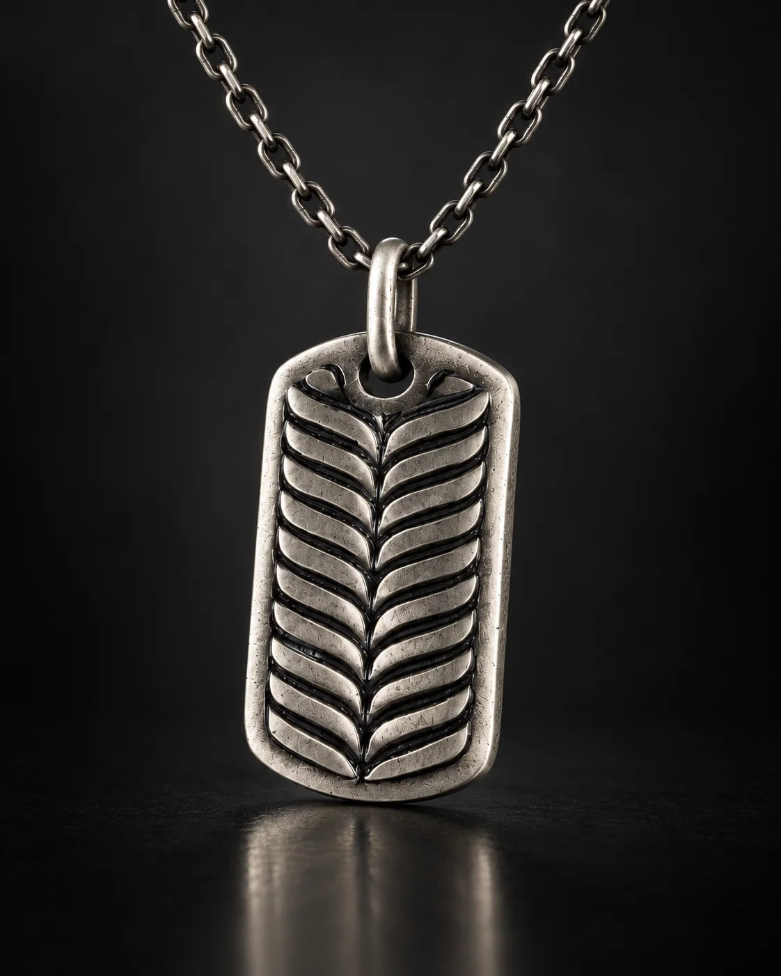 Botanical Leaf Dog Tag  Necklace Charmora Jewelry