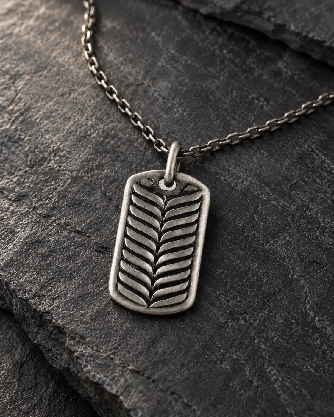 Botanical Leaf Dog Tag  Necklace Charmora Jewelry