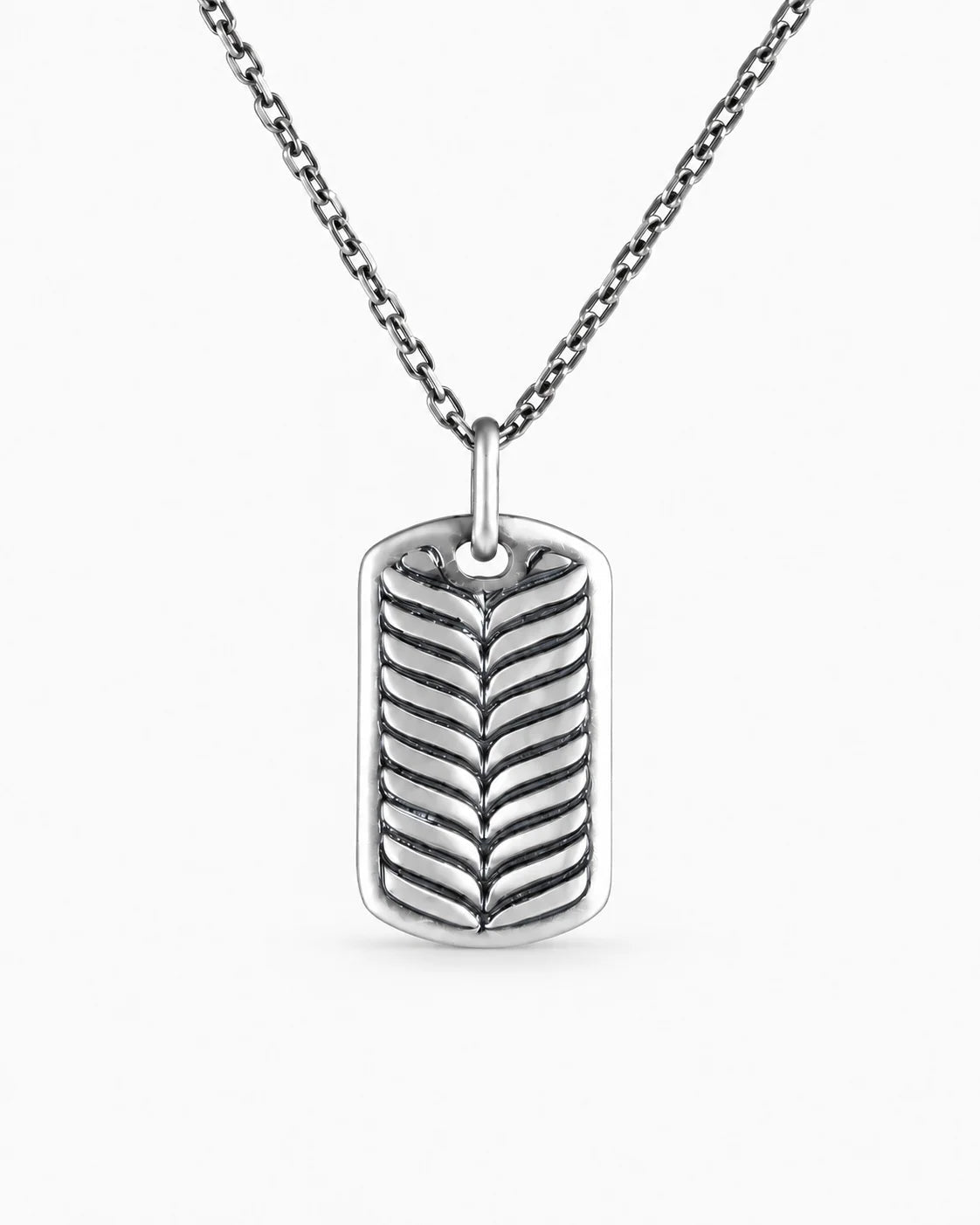 Botanical Leaf Dog Tag  Necklace Charmora Jewelry