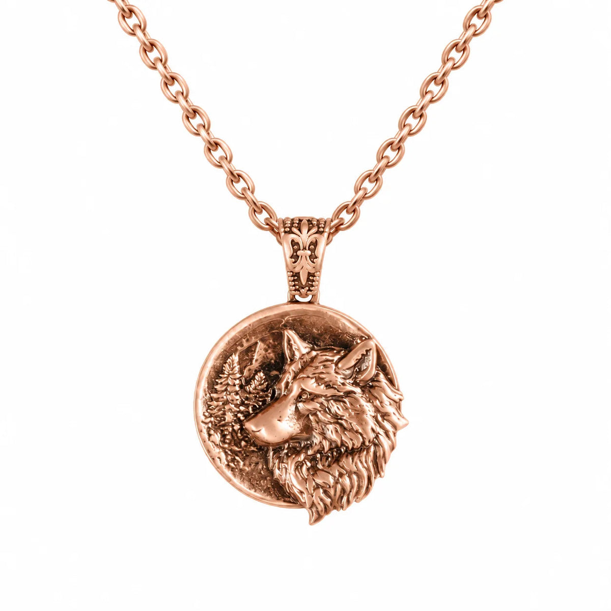 Wolf Spirit Medallion  Necklace Charmora Jewelry