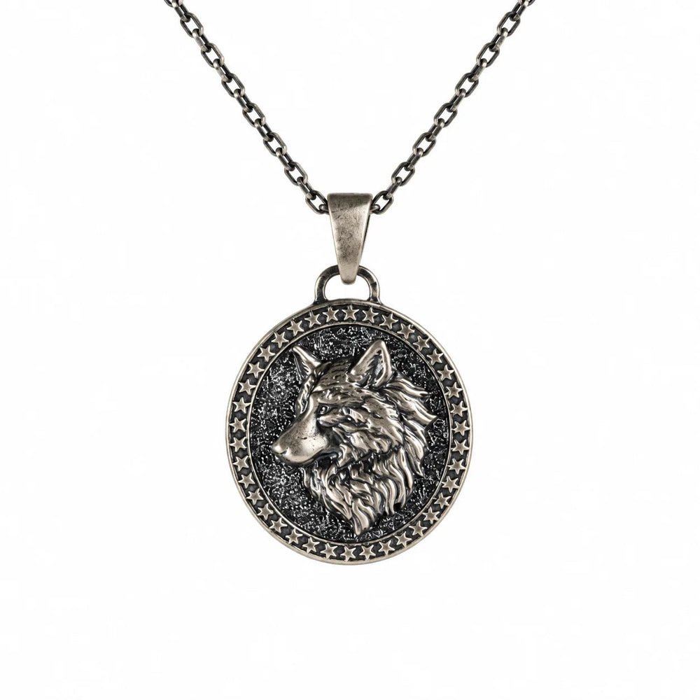 Wolf Guardian Medallion  Necklace Charmora Jewelry
