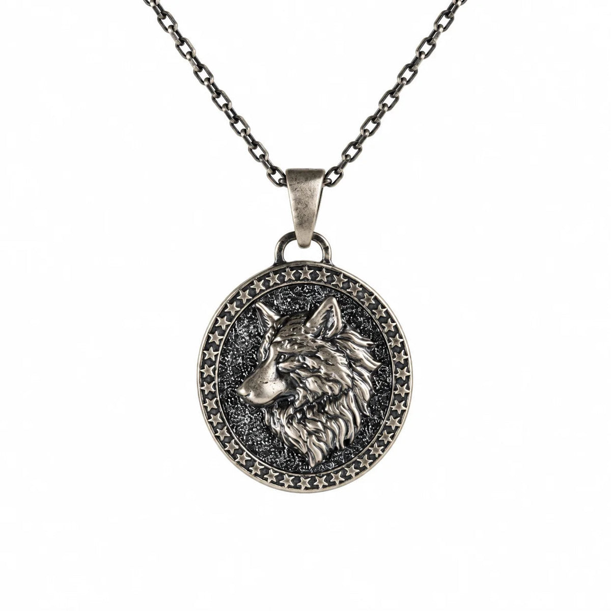 Wolf Guardian Medallion  Necklace Charmora Jewelry