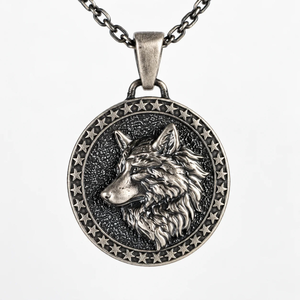Wolf Guardian Medallion  Necklace Charmora Jewelry