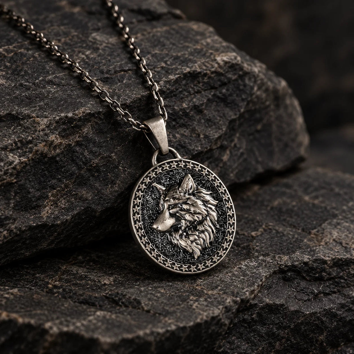 Wolf Guardian Medallion  Necklace Charmora Jewelry