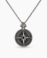 Reversible Onyx Nautical Compass  Necklace Charmora Jewelry