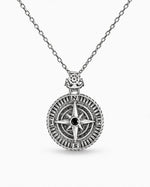 Reversible Onyx Nautical Compass  Necklace Charmora Jewelry