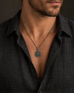 Reversible Onyx Nautical Compass  Necklace Charmora Jewelry