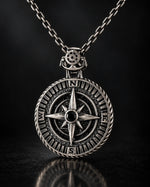 Reversible Onyx Nautical Compass  Necklace Charmora Jewelry
