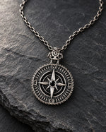 Reversible Onyx Nautical Compass  Necklace Charmora Jewelry