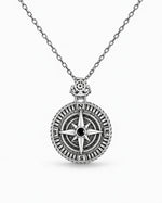 Reversible Onyx Nautical Compass  Necklace Charmora Jewelry