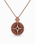 Reversible Onyx Nautical Compass  Necklace Charmora Jewelry