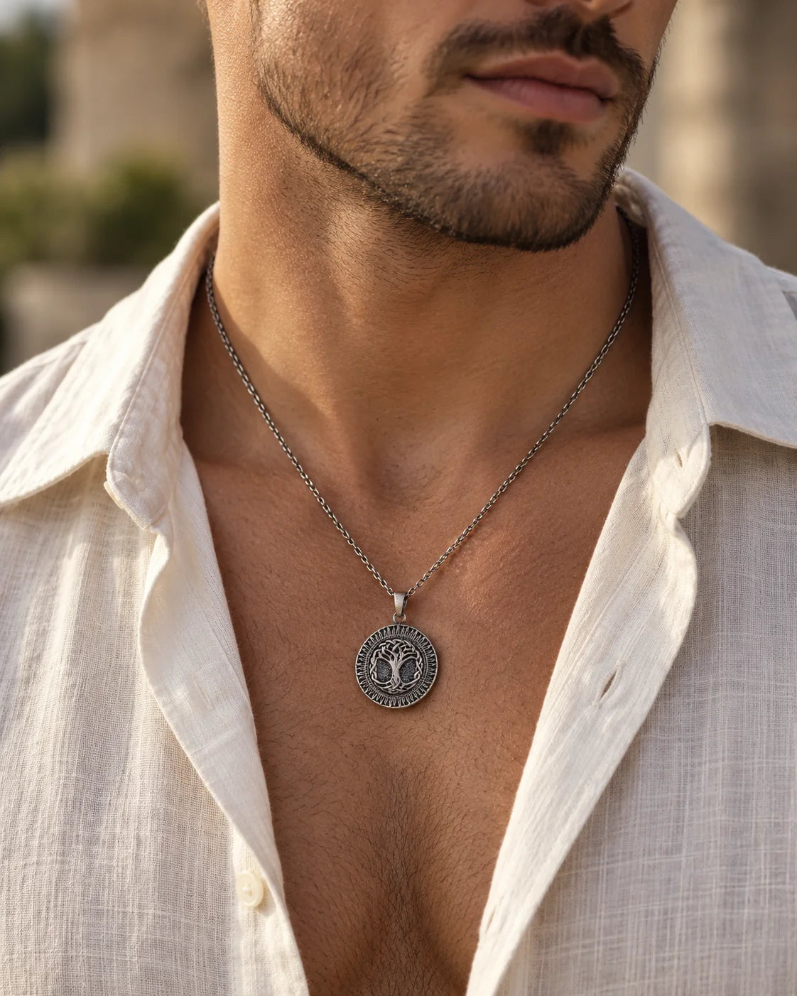 Tree of Life Solar Medallion Necklace  Necklace Charmora Jewelry