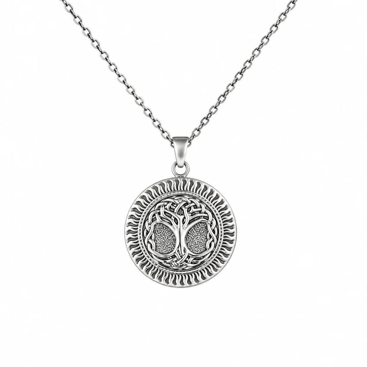 Tree of Life Solar Medallion Necklace  Necklace Charmora Jewelry