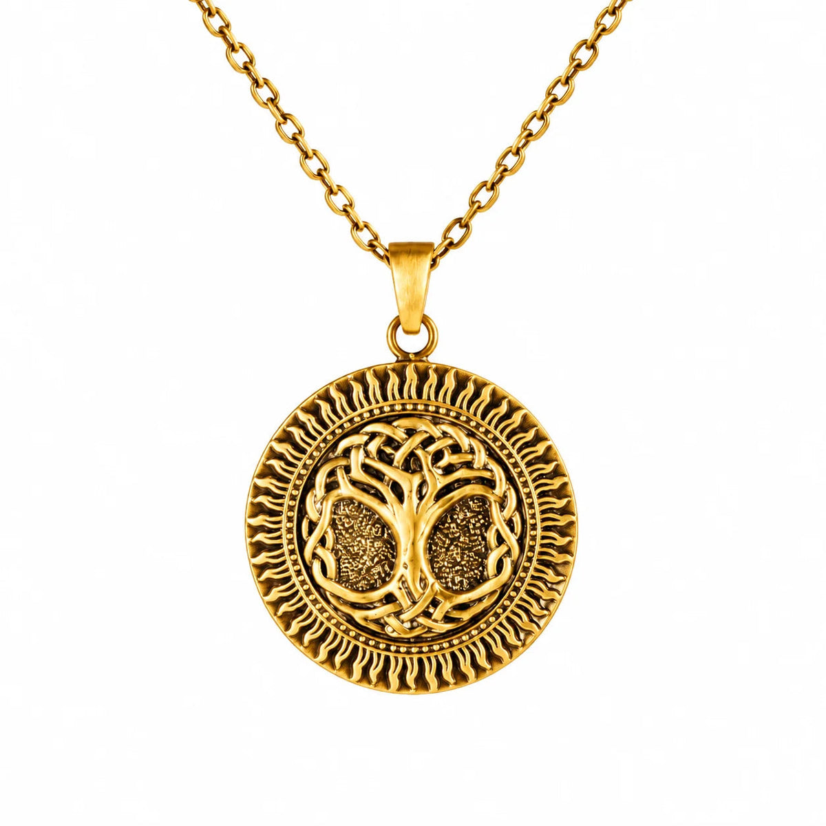 Tree of Life Solar Medallion Necklace  Necklace Charmora Jewelry