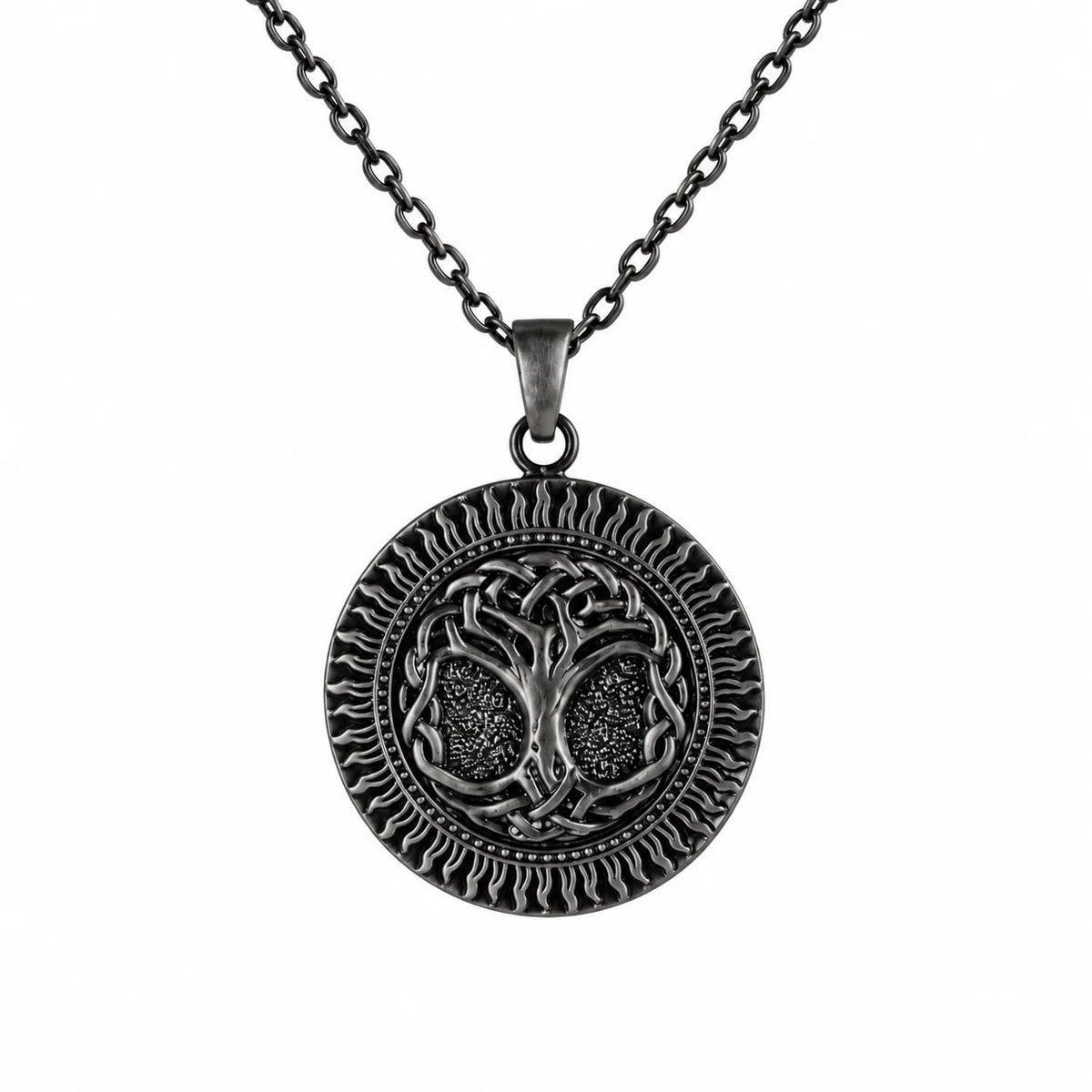 Tree of Life Solar Medallion Necklace  Necklace Charmora Jewelry