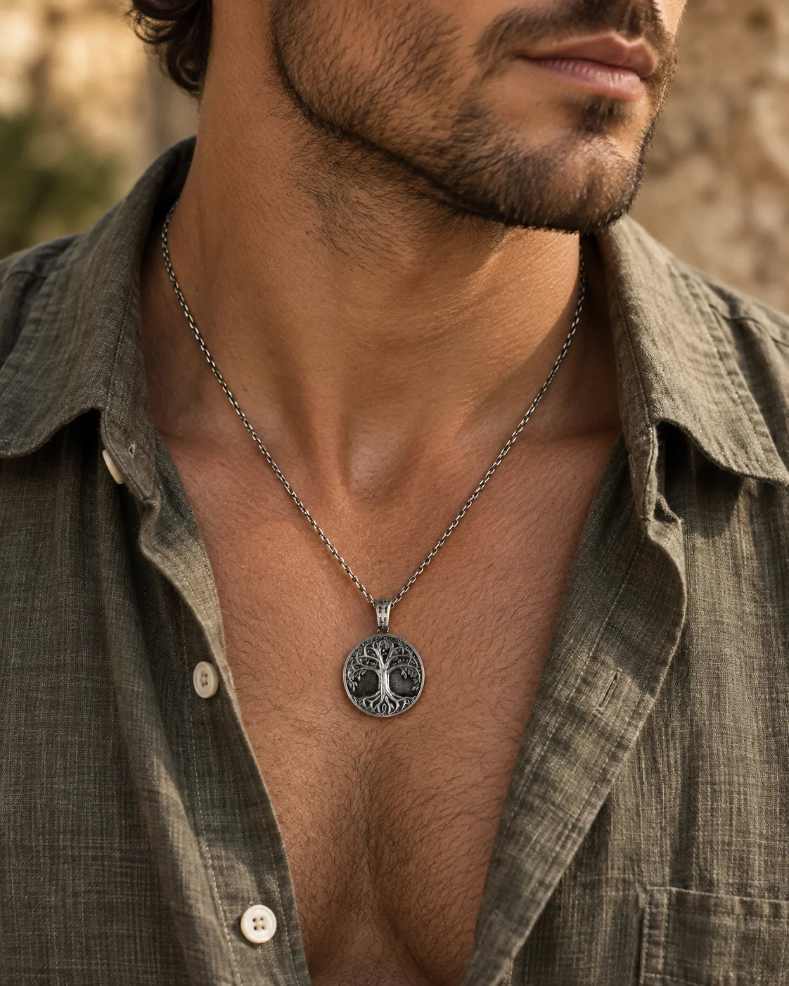Ancestral Tree of Life Medallion  Necklace Charmora Jewelry