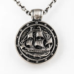 Sailing Ship Coin  Necklace Charmora Jewelry