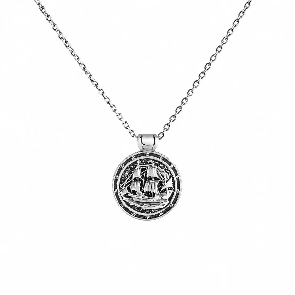 Sailing Ship Coin  Necklace Charmora Jewelry