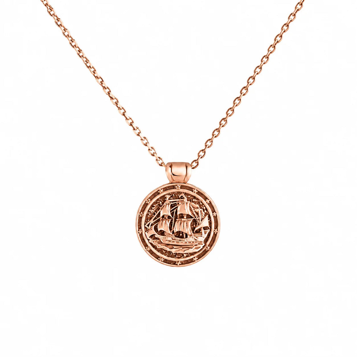 Sailing Ship Coin  Necklace Charmora Jewelry