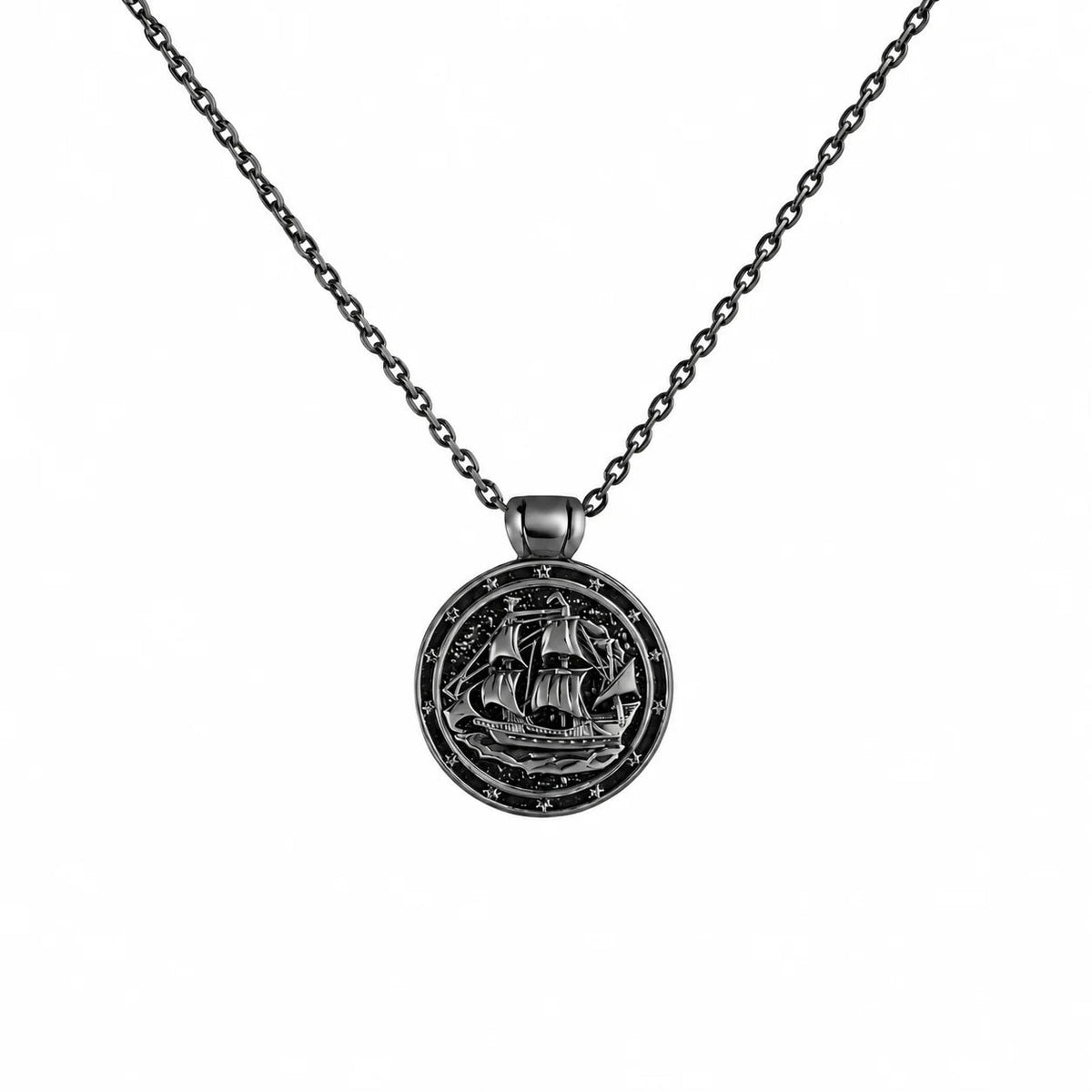 Sailing Ship Coin  Necklace Charmora Jewelry