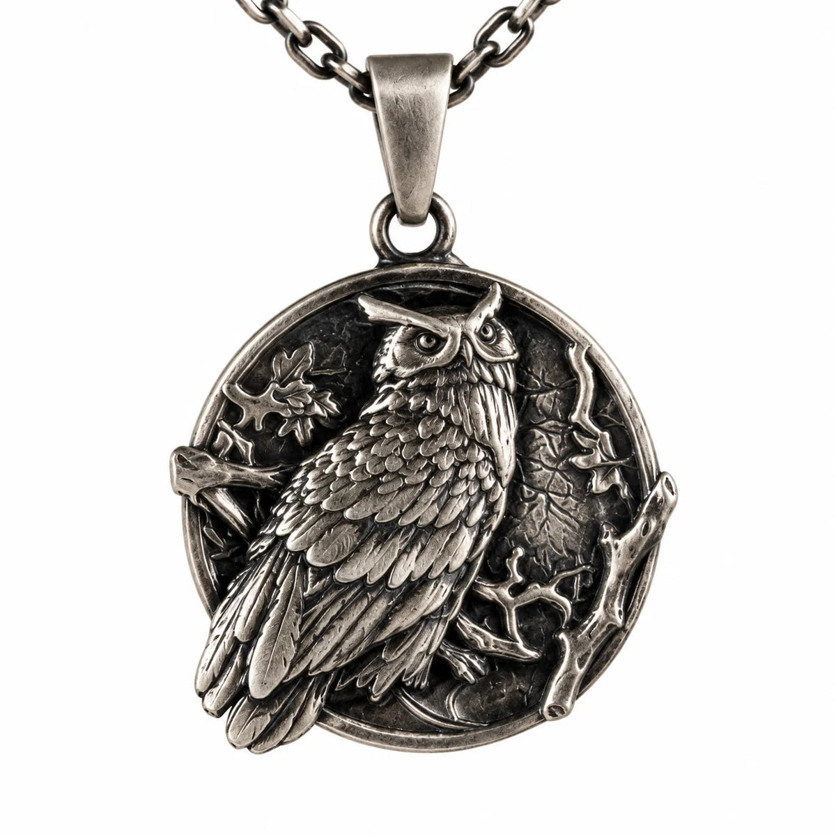Owl Wisdom Medallion  Necklace Charmora Jewelry