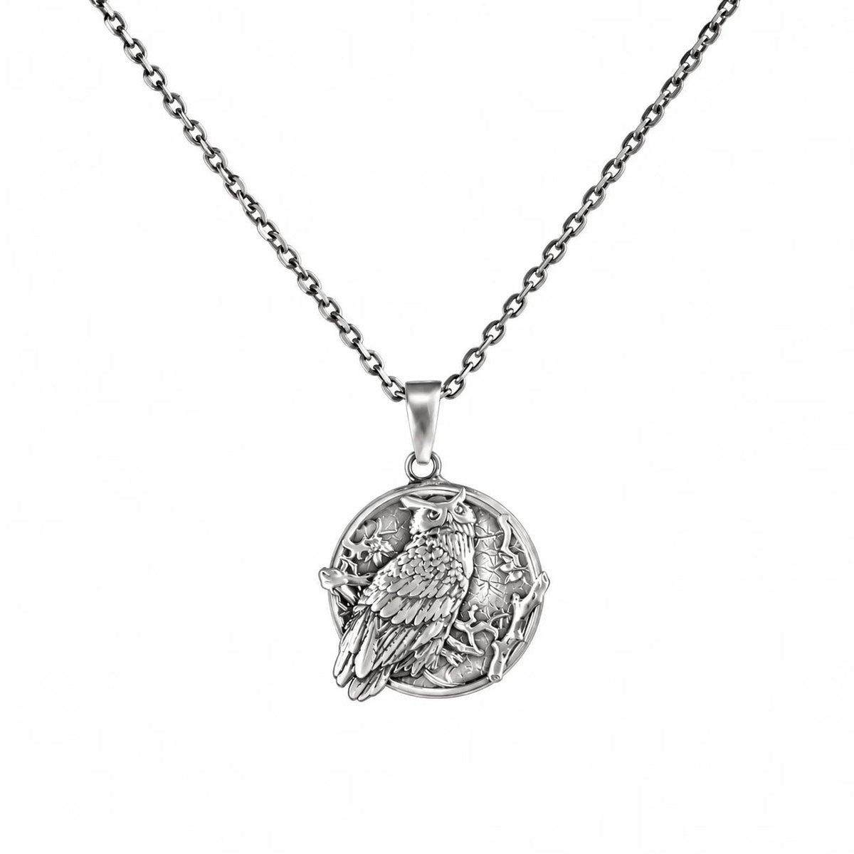 Owl Wisdom Medallion  Necklace Charmora Jewelry