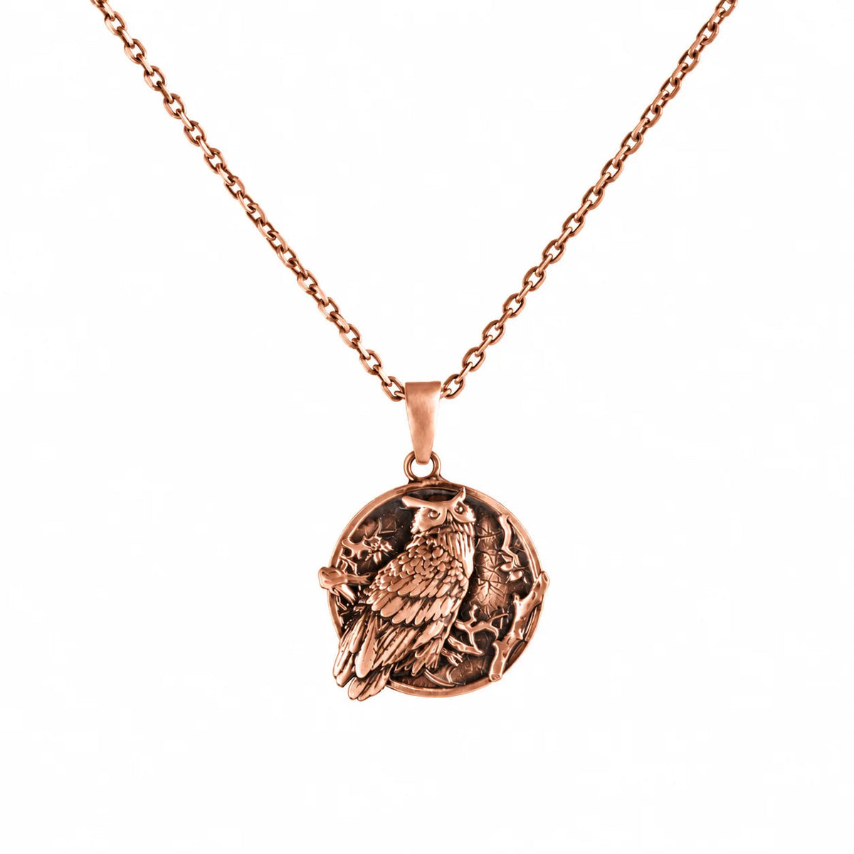 Owl Wisdom Medallion  Necklace Charmora Jewelry