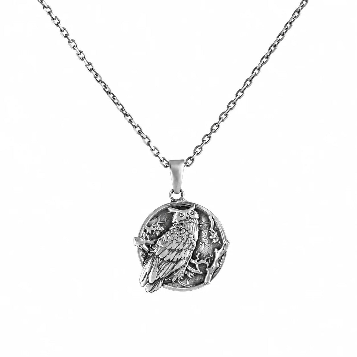 Owl Wisdom Medallion  Necklace Charmora Jewelry