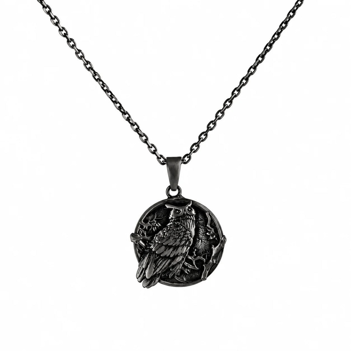 Owl Wisdom Medallion  Necklace Charmora Jewelry