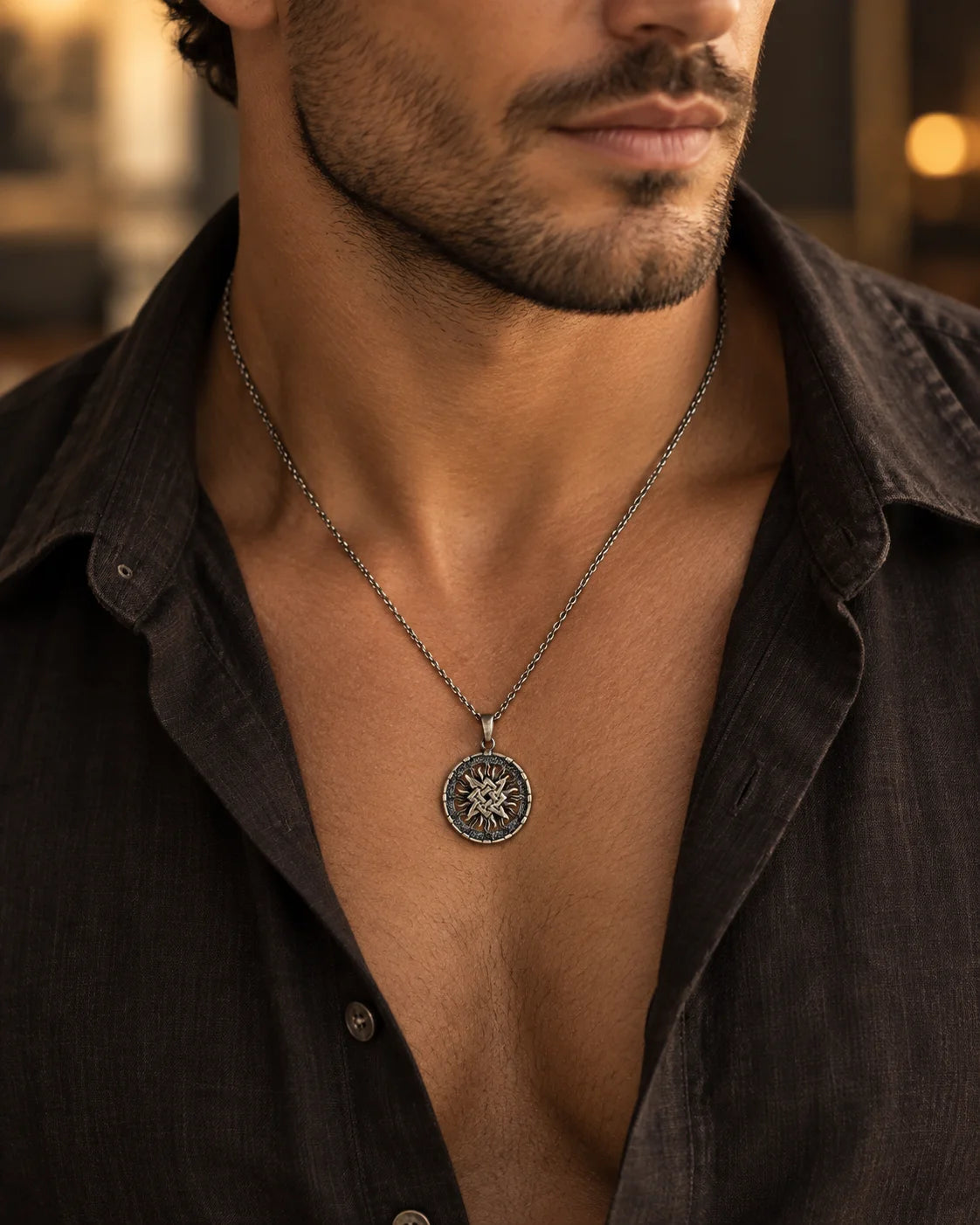 Slavic Solar Medallion  Necklace Charmora Jewelry
