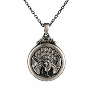 Peacock Elegance Medallion  Necklace Charmora Jewelry