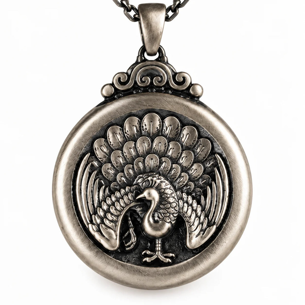 Peacock Elegance Medallion  Necklace Charmora Jewelry