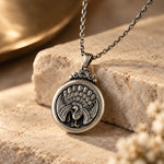 Peacock Elegance Medallion  Necklace Charmora Jewelry