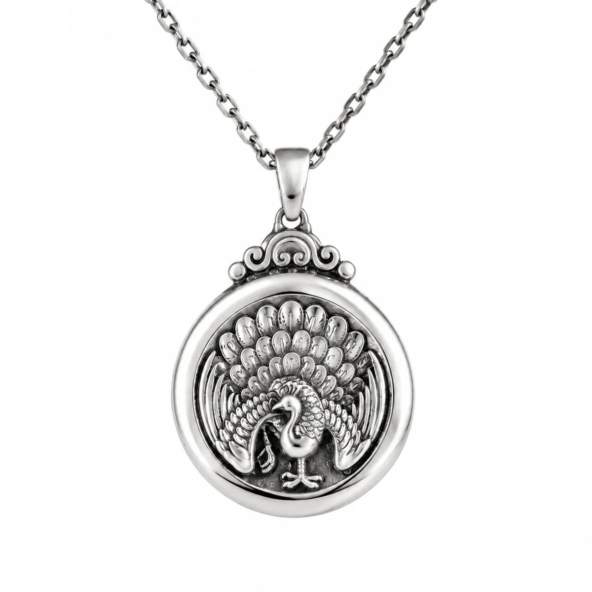 Peacock Elegance Medallion  Necklace Charmora Jewelry
